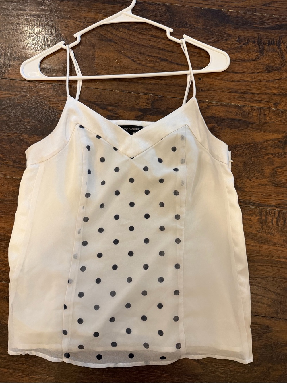 Banana Republic White Polka Dot Mesh-Panel Camisole